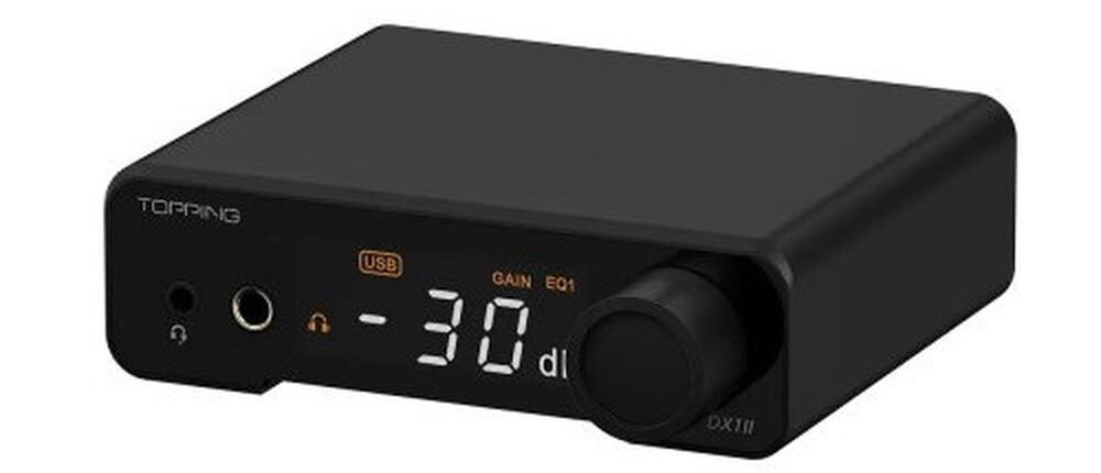 TOPPING DX1 II DAC AMP USB-C Optical IN Optical OUT UAC 1.0 UAC 2.0 PlayStation 5 Nintendo Switch, urządzenie na białym tle
