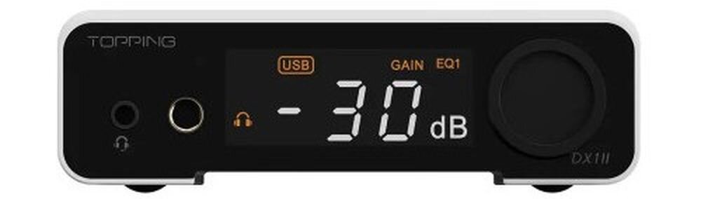TOPPING DX1 II DAC AMP USB-C Optical IN Optical OUT UAC 1.0 UAC 2.0 PlayStation 5 Nintendo Switch, urządzenie na białym tle
