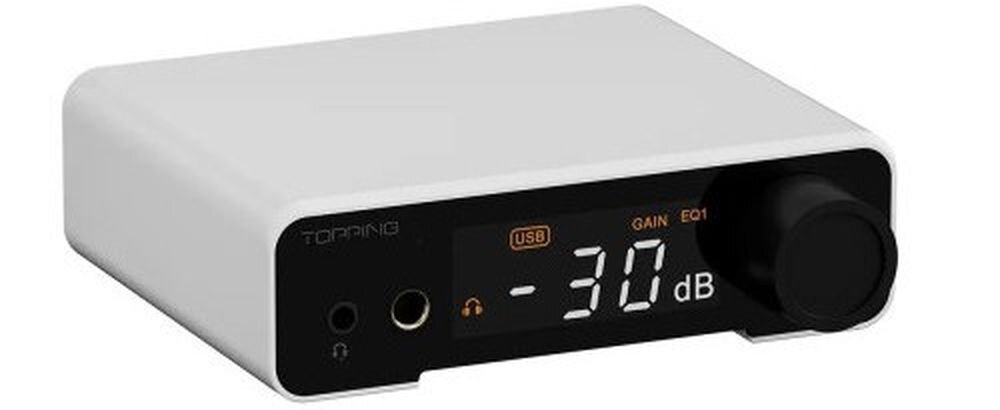 TOPPING DX1 II DAC AMP Hi-Res Audio PCM 24-bit 192 kHz DSD64 PC Mac tablet smartfon PS5 Nintendo Switch, urządzenie na białym tle