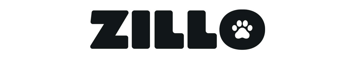 Logo z napisem \'ZILLO\', gdzie litera \'O\' zawiera symbol łapy psa.