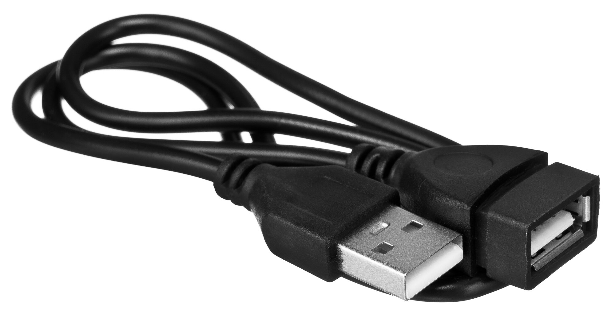 Czarny kabel USB z wtyczką USB typu A i gniazdem USB typu A.