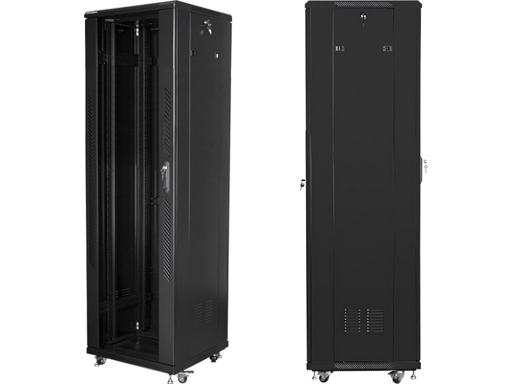 Szafa RACK LANBERG 19 42U FF01-6642-12B Czarny konstrukcja materiał wykonanie drzwi kable prowadzenie panele