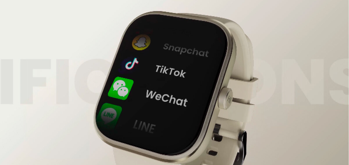 HiFuture Lume Pro Titanium z ikonami aplikacji Snapchat, TikTok, WeChat i Line na ekranie.