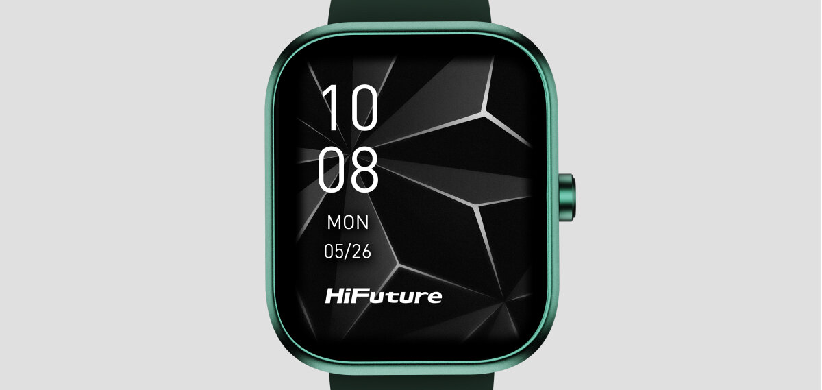 Zielony HiFuture Lume Pro z uruchomionym ekranem AMOLED.