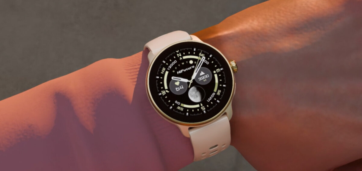 Przybliżenie na smartwatch HiFuture który znajduje się na nadgarstku.