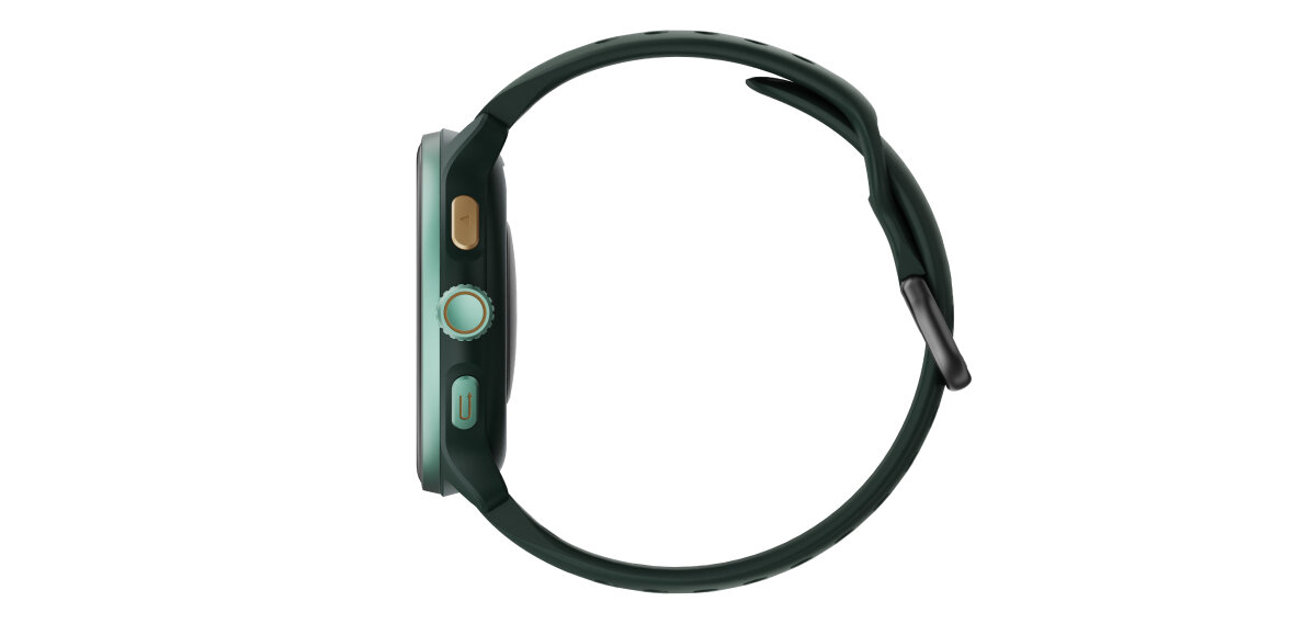 Zielony smartwatch HiFuture na białym tle.