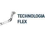 Grafika przedstawia schematyczny rysunek elastycznej rury odkurzacza z napisem \'TECHNOLOGIA FLEX\'.