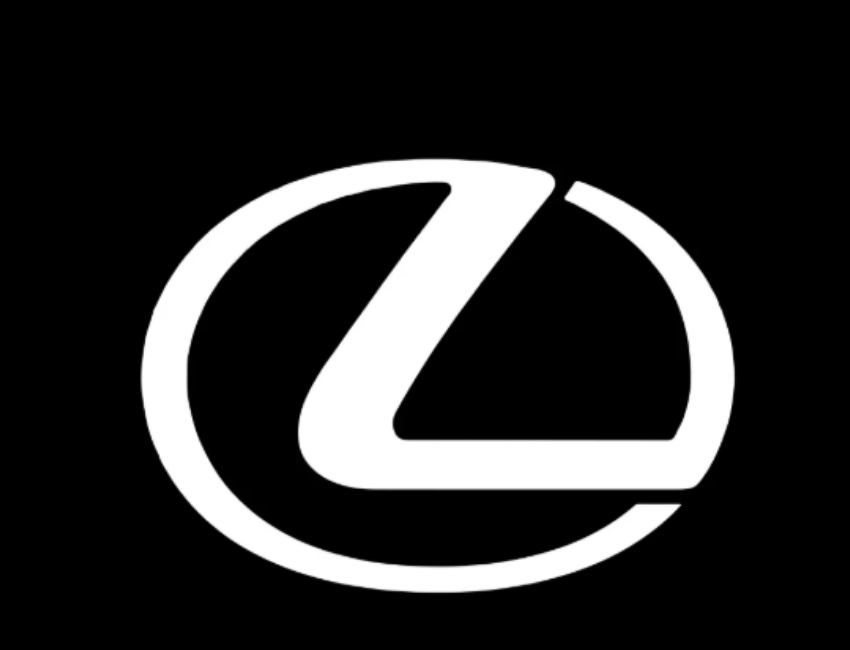 Białe logo w kształcie stylizowanej litery \'L\' otoczonej owalem na czarnym tle.