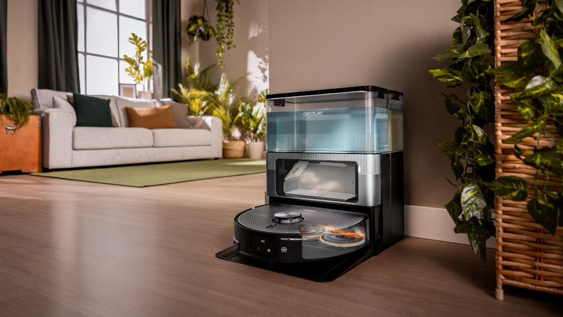 Robot sprzątający CECOTEC Conga X100 zdjęcie lifestyle Bez przerw na opróżnianie Zbiornik na kurz o pojemności 0,35 l stacja czyszcząca 2,5 l  Poziom hałasu 60 dB