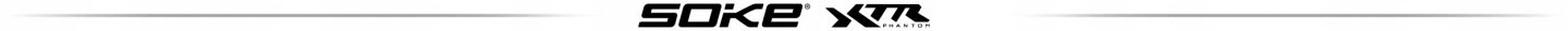 Logo z napisem \'SOKE XTR\' na białym tle z cienkimi, poziomymi liniami po obu stronach.