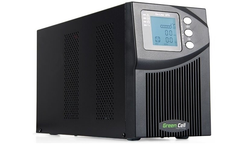 Zasilacz UPS GREEN CELL UPS10 1000VA - sygnalizacja pracy wyświetlacz LCD