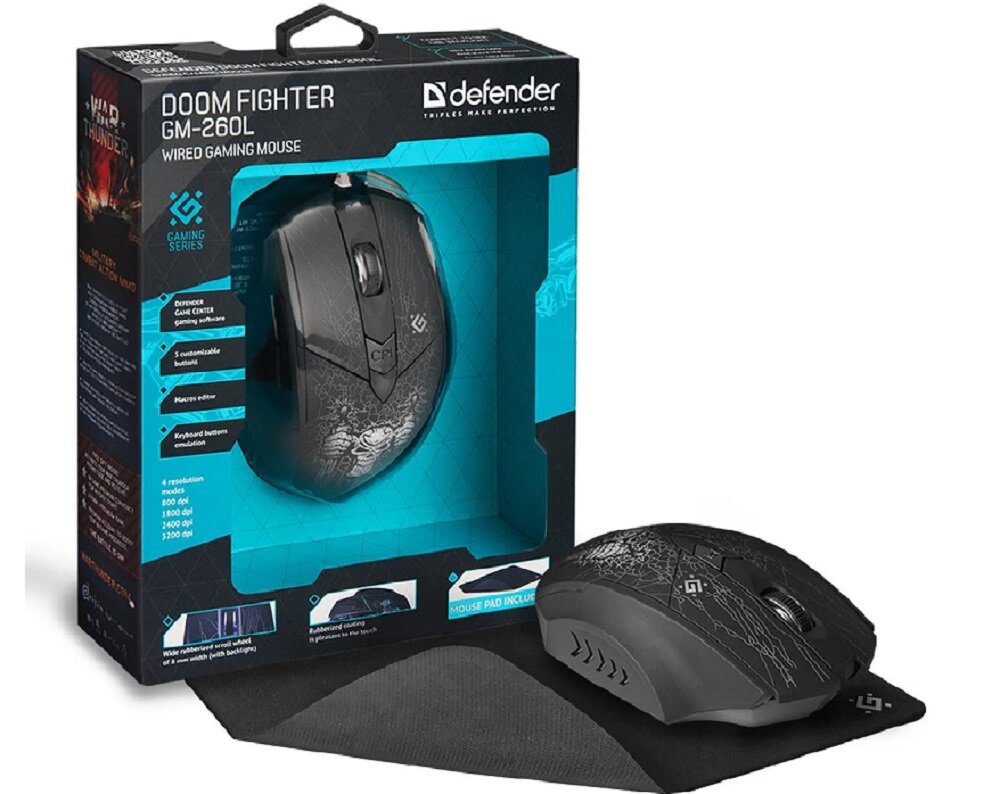 Mysz DEFENDER Doom Fighter GM-260L - Stylowe wzornictwo 