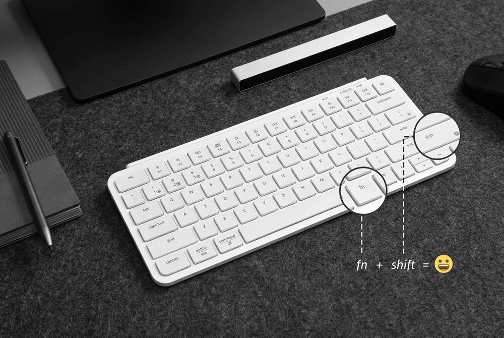 KEYCHRON B1 Pro skrótu Fn + Shift szybkie wywołanie emotikonów emoji - skrót klawiszowy do emoji