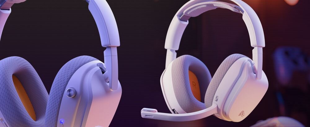 Słuchawki GLORIOUS GHS Infiniteplay Wireless 20-20000 Hz 32 Ω 1280 mAh USB-C, słuchawki na ciemnym tle