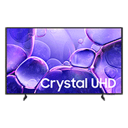 180x180-un58u8000ffxzx-npng Telewizor z wyświetlaczem pokazującym fioletowe bąbelki i napis \'Crystal UHD\'.