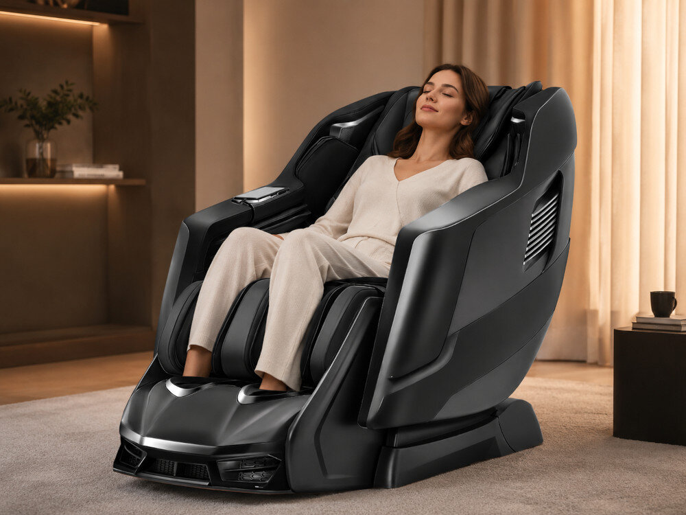 Fotel masujący EXTRALINK 3D Zero Gravity SL-Track Czarny zdjęcie lifestyle Masaż całego ciała