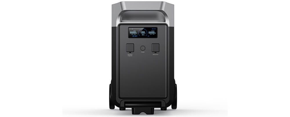 Bateria FOSSIBOT FB3840 3840Wh do F3600 Pro, porty, laptop, ładowanie, elektronika, Przód przenośnej stacji zasilania z ekranem i portami.