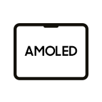 Ikona przedstawiająca prostokątny ekran z napisem \'AMOLED\'.