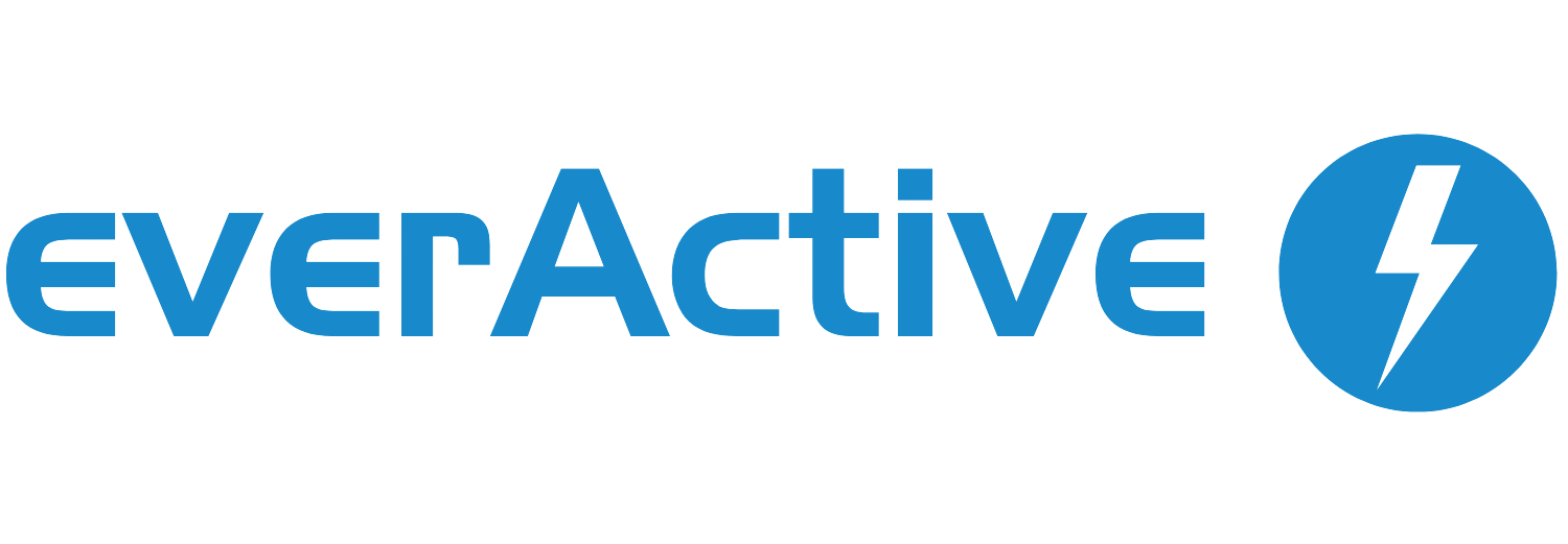 Logo everActive z niebieskim napisem i symbolem błyskawicy w okręgu.