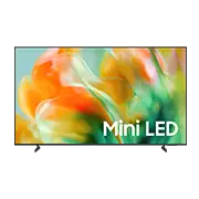 Telewizor z wyświetlaczem pokazującym kolorowe, abstrakcyjne wzory z napisem \'Mini LED\'.