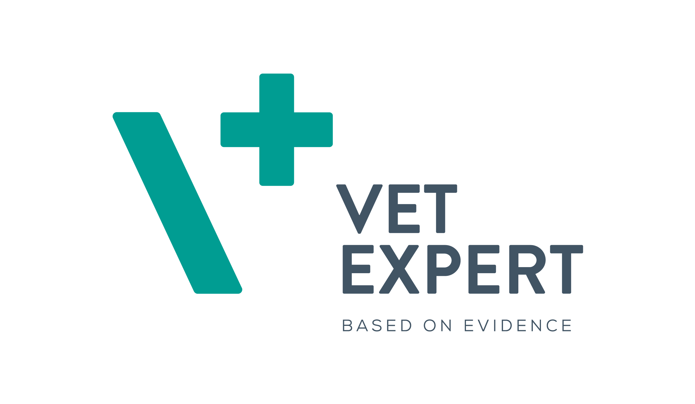 Logo składa się z zielonego symbolu przypominającego literę \'V\' oraz krzyża, obok którego znajduje się napis \'VET EXPERT\' i mniejszy tekst \'BASED ON EVIDENCE\'.