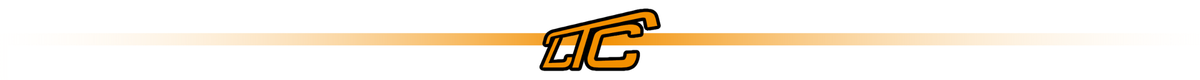Logo z literami \'LTC\' na tle pomarańczowej linii, która stopniowo zanika po obu stronach.
