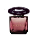 Butelka wody toaletowej o ciemnym, eleganckim designie z napisem \'VERSACE\' na przodzie.
