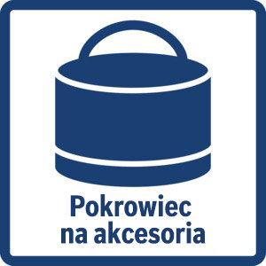 Ikona przedstawia niebieski pokrowiec na akcesoria z uchwytem, z napisem \'Pokrowiec na akcesoria\' poniżej.