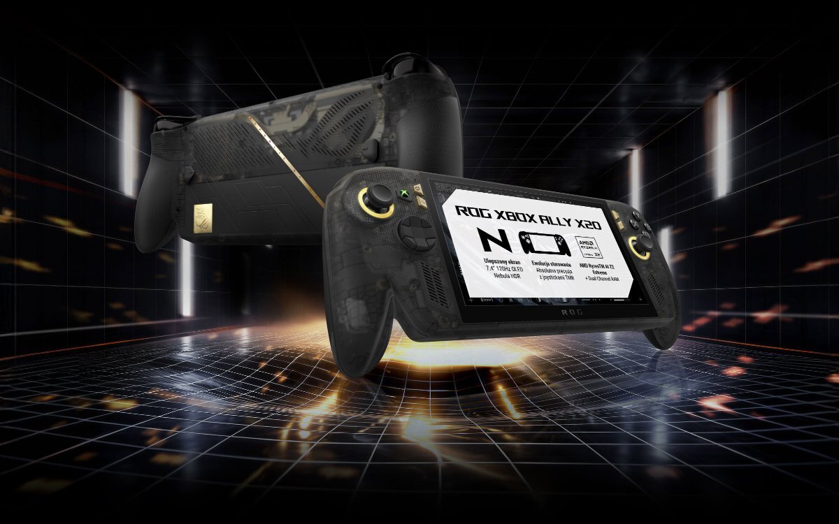 ASUS ROG Ally X20 na ciemnym tle.
