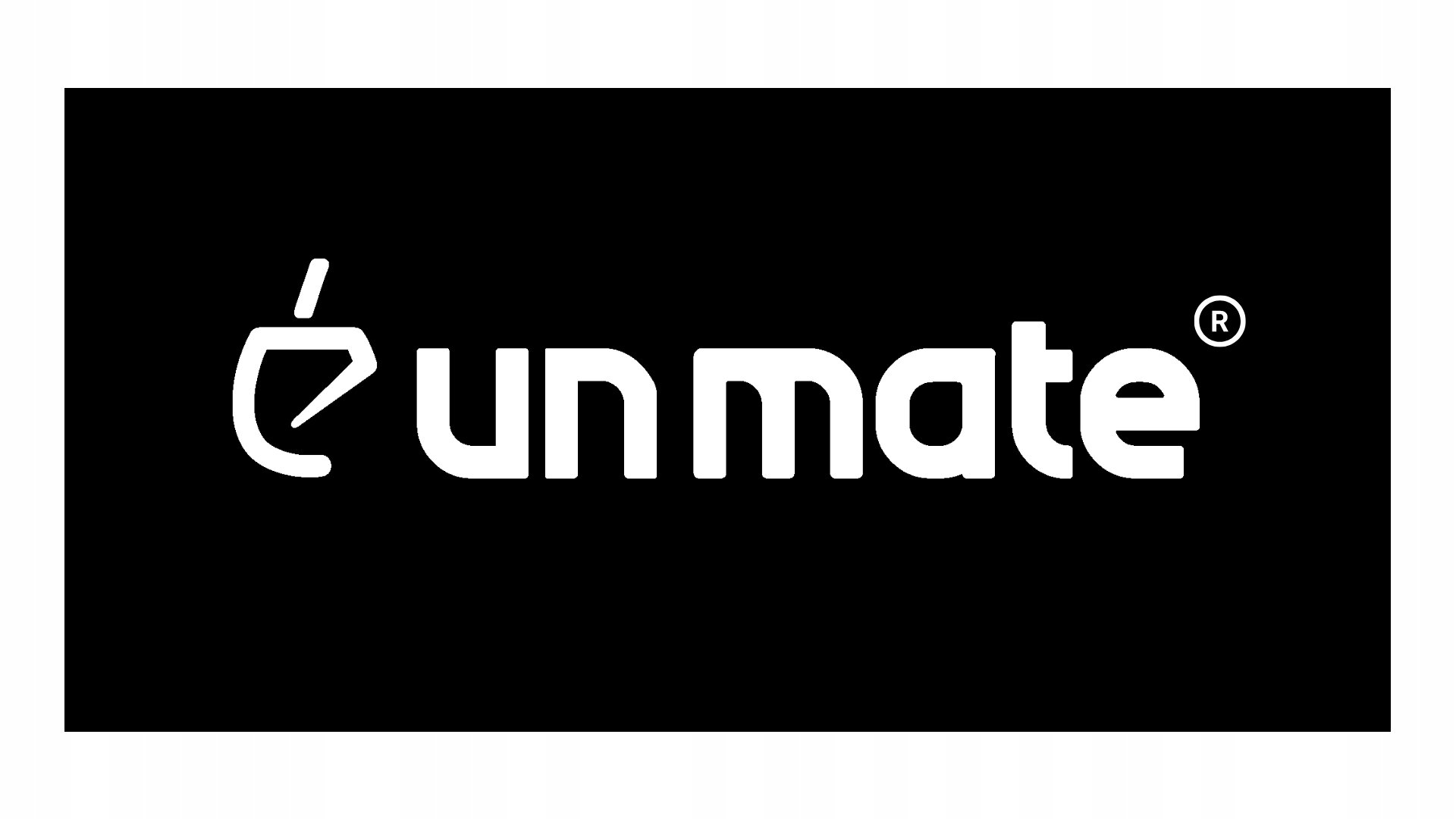 Logo z białym napisem \'un mate\' na czarnym tle.