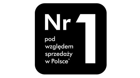Czarny kwadrat z białym napisem: \'Nr 1 pod względem sprzedaży w Polsce*\'.