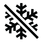 Czarny symbol przedstawiający przekreśloną śnieżynkę.