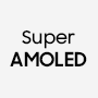 Zachwyć się świetnym obrazem Ikona z napisem \'Super AMOLED\' na jasnym tle.
