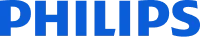 Logo PHILIPS w kolorze niebieskim na przezroczystym tle.