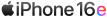 Logo z napisem \'iPhone 16\' oraz symbolem jabłka.