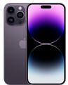 Smartfon z dużym ekranem, na którym widoczny jest gradient od fioletu do czerni. Z tyłu urządzenia znajdują się trzy aparaty i logo w kształcie nadgryzionego jabłka.