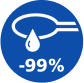 Ikona w kształcie niebieskiego koła z białym symbolem kropli i napisem \'-99%\'.
