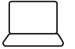 Ikona przedstawiająca kontur otwartego laptopa w kolorze czarnym.