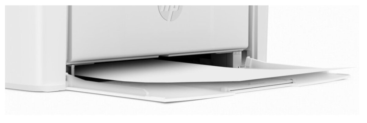 Na obrazie widoczna jest biała drukarka z logo HP, z której wysuwa się kartka papieru.