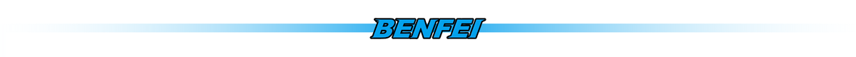 Logo z napisem \'BENFEI\' na tle z niebieskim gradientem.