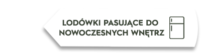 Grafika przedstawia biały pasek z tekstem \'LODÓWKI PASUJĄCE DO NOWOCZESNYCH WNĘTRZ\' oraz ikoną lodówki.