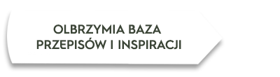 Biały kształt z tekstem: \'OLBRZYMIA BAZA PRZEPISÓW I INSPIRACJI\'.