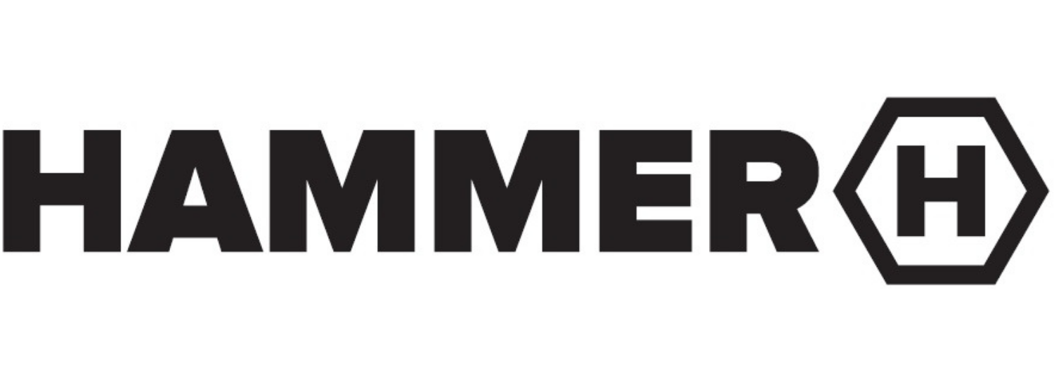 Logo z napisem \'HAMMER\' oraz literą \'H\' w sześciokącie.