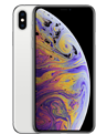 Smartfon z wyświetlaczem wypełnionym kolorowym, abstrakcyjnym wzorem. Obudowa jest w kolorze czarnym z widocznym logo producenta w formie nadgryzionego jabłka.