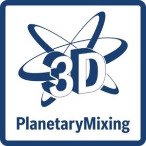 Logo z napisem \'3D PlanetaryMixing\' w kolorze niebieskim, z graficznym symbolem orbit wokół liter.