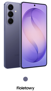 Smartfon z trzema aparatami z tyłu i wyświetlaczem z okrągłym wycięciem na aparat z przodu. Logo: SAMSUNG.