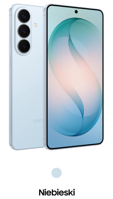Smartfon z trzema aparatami z tyłu i wyświetlaczem z okrągłym wycięciem na aparat z przodu. Widoczne logo: SAMSUNG.