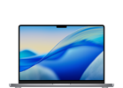 Laptop z wyświetlaczem o cienkich ramkach, na ekranie widoczna abstrakcyjna grafika w odcieniach niebieskiego i żółtego. Obudowa jest w kolorze srebrnym.