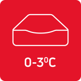 Czerwony kwadrat z białym symbolem szuflady i napisem \'0-3°C\'.