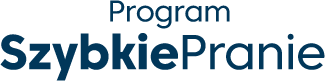 Niebieski napis \'Program Szybkie Pranie\' na białym tle.